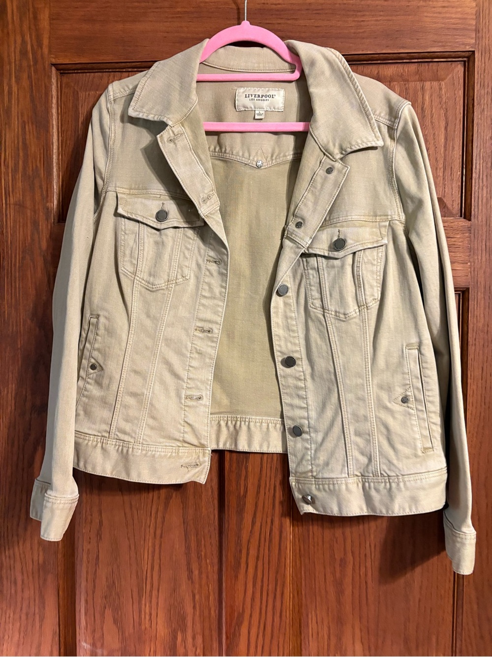 Liverpool Light Beige Cotton Jean Jacket